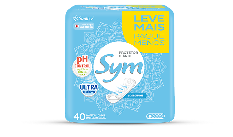 Sym Diários Cobertura Suave sem Perfume 40 absorventes